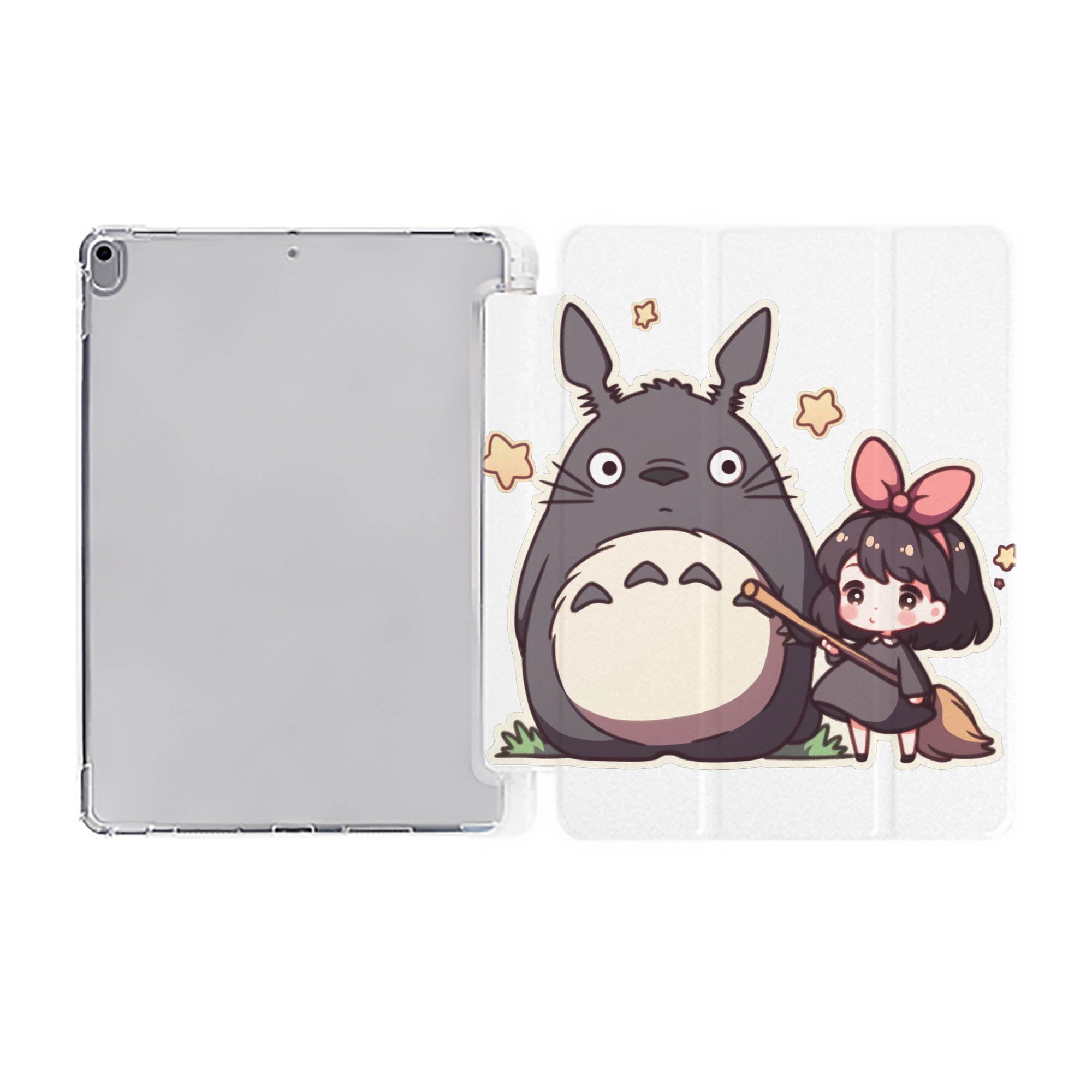 （画像用） となりのトトロ 草壁メイ 草壁サツキ My Neighbor Totoro Satsuki Kusakabe Mei Kusakabe IPad ケース ペン収納付き 三つ折りスタンド PUレザー×シリコン 対応機種9.5/10.5/10.9インチ
